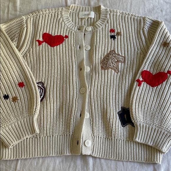 The Great. Collegiate Cardigan Sweater in Natural. Size 1. - Picture 2 of 9